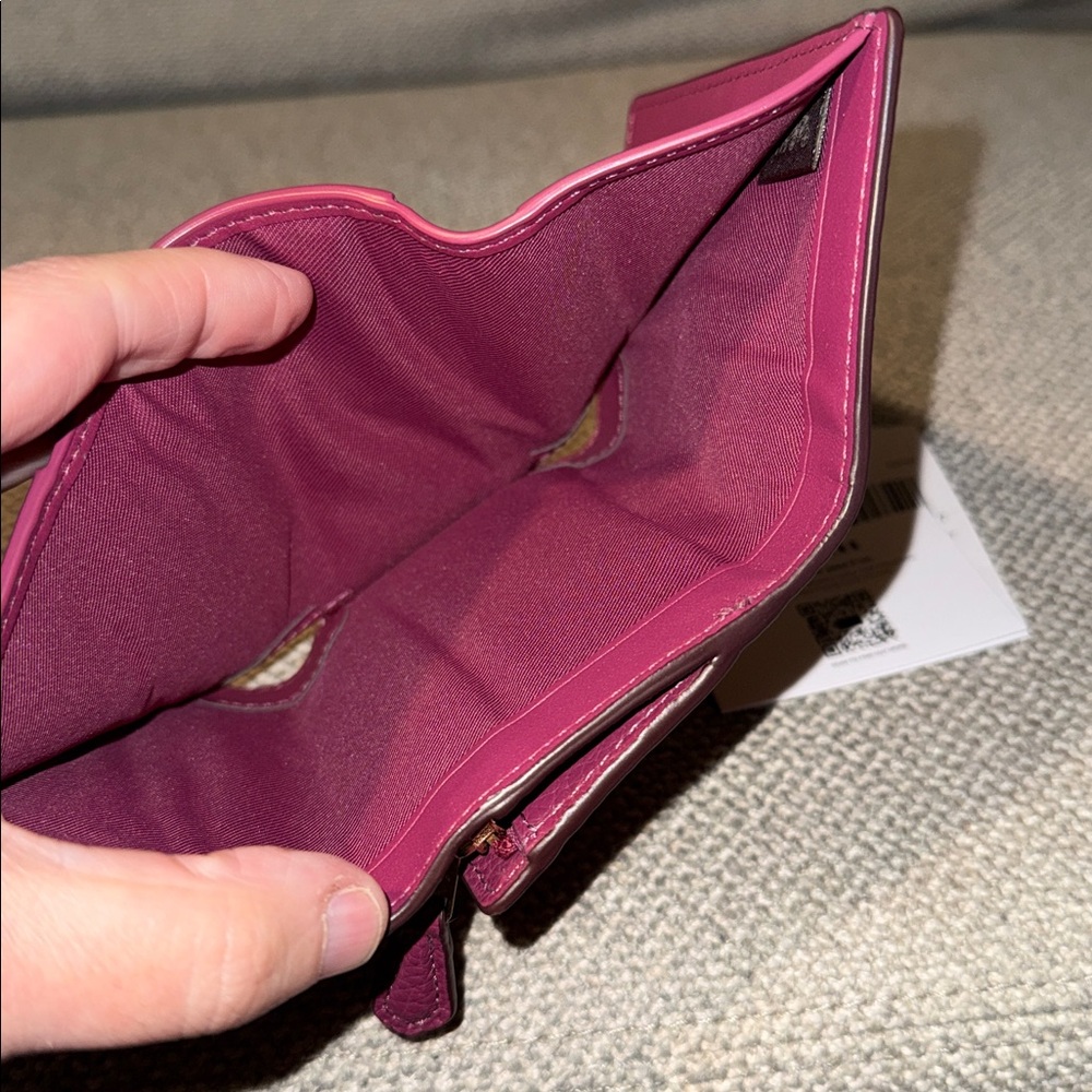 Coach Dark Pink Micro Leather Wallet NWT - Picture 8 of 8